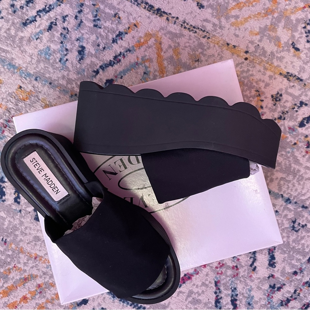 Steve Madden DANIELE black Platform Sandal 7.5